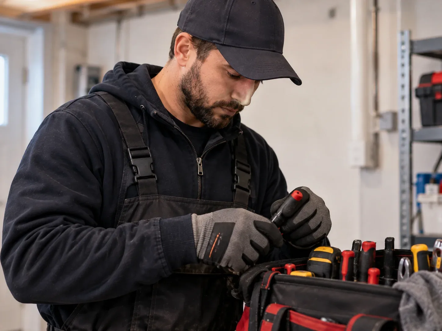 Technicien vérifiant une thermopompe et un système de ventilation résidentiel à Montréal